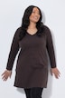 Longshirt, Taschen, A-Linie, V-Ausschnitt, Langarm