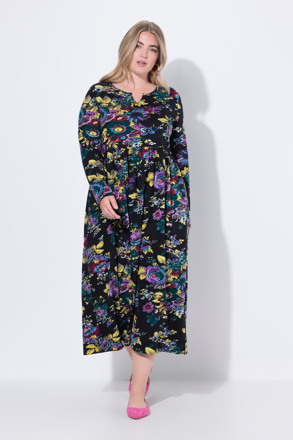 Große Größen Maxikleid, Damen, schwarz, Größe: 46/48, Baumwolle, Ulla Popken