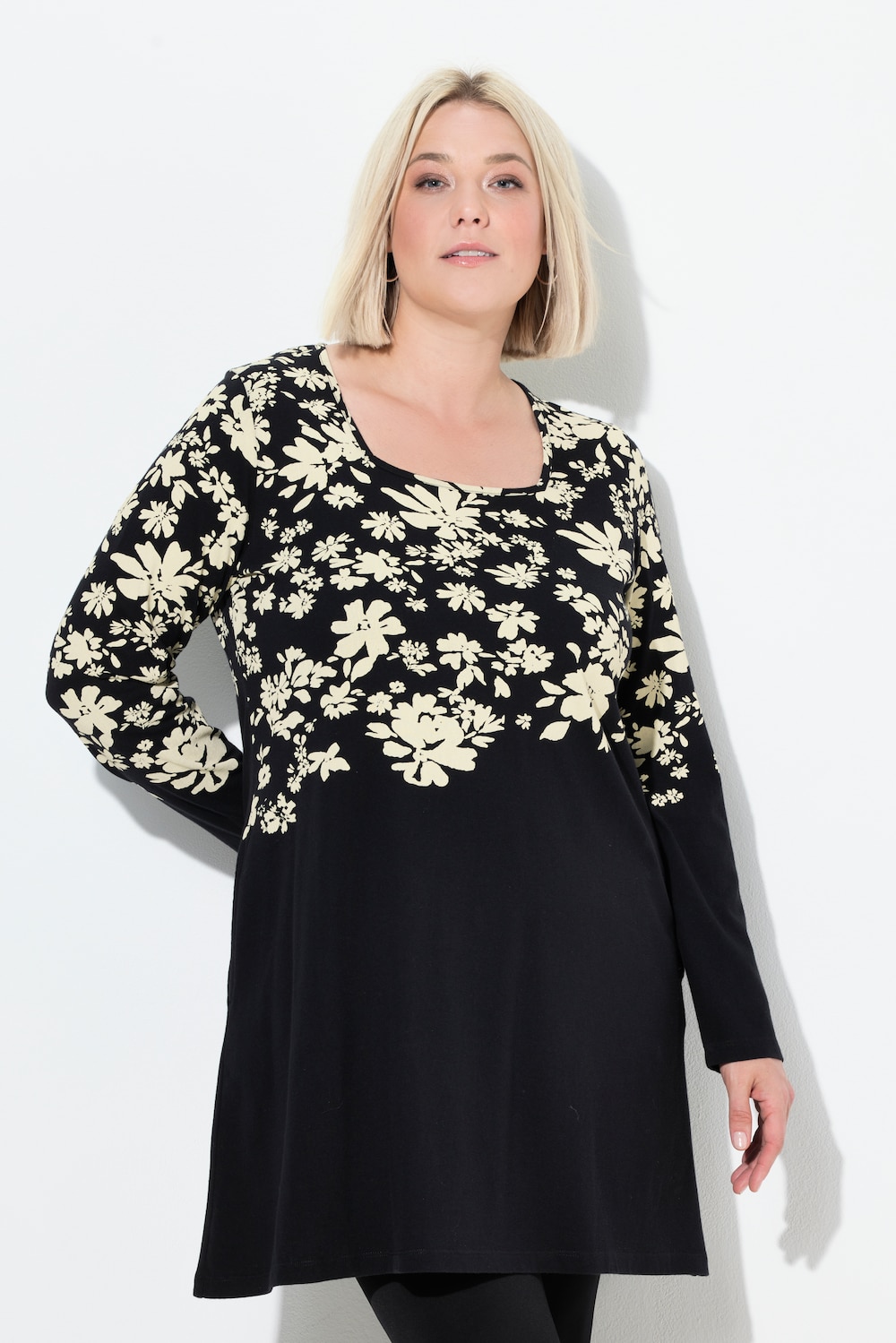 Große Größen Longshirt, Damen, schwarz, Größe: 46/48, Baumwolle, Ulla Popken