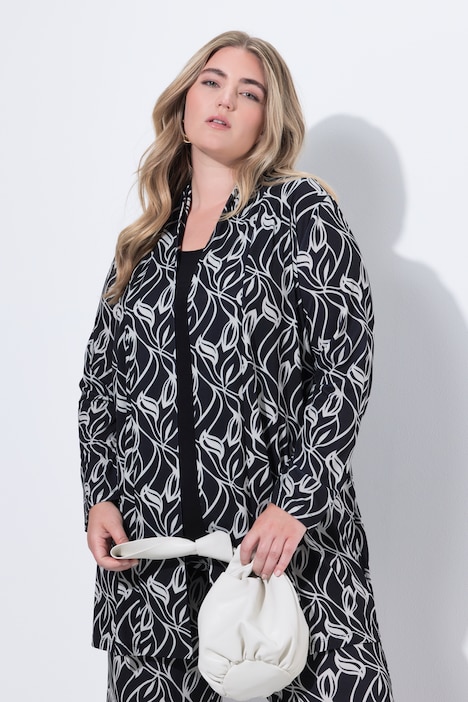 Jerseyjacke, A-Linie, ohne Verschluss, Schalkragen