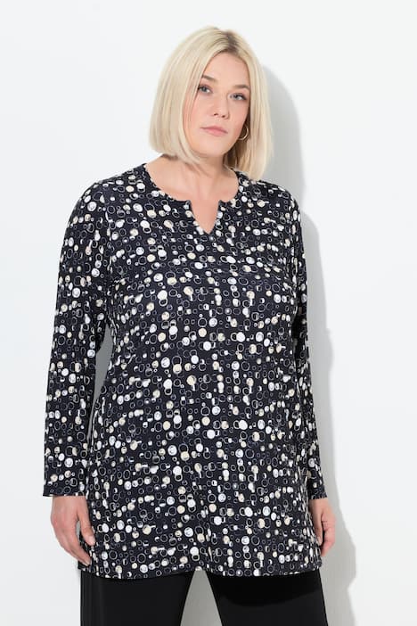 Longshirt, A-Linie, Tunika-Ausschnitt, Langarm