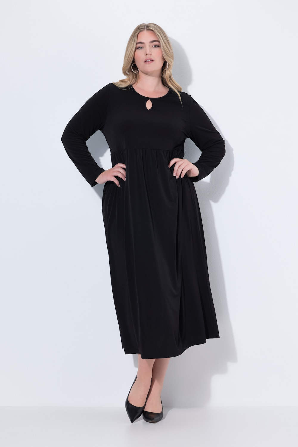 Große Größen Maxikleid, Damen, schwarz, Größe: 46/48, Polyester, Ulla Popken