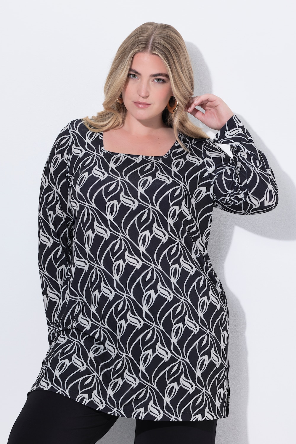 Große Größen Longshirt, Damen, schwarz, Größe: 46/48, Polyester, Ulla Popken