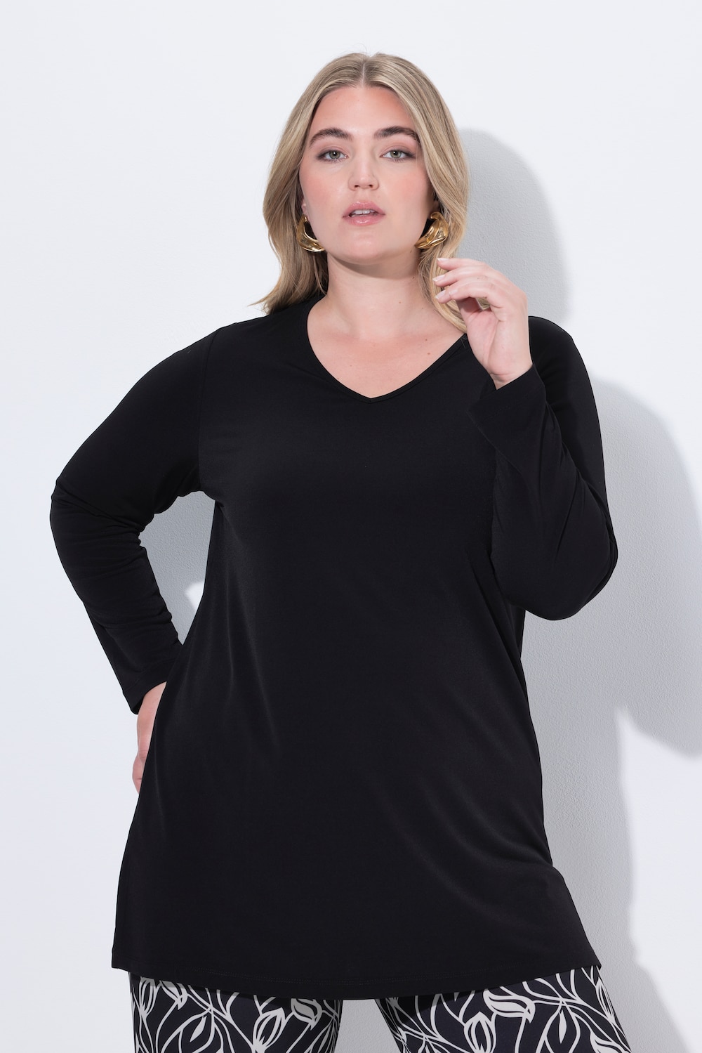 Große Größen Longshirt, Damen, schwarz, Größe: 58/60, Polyester, Ulla Popken