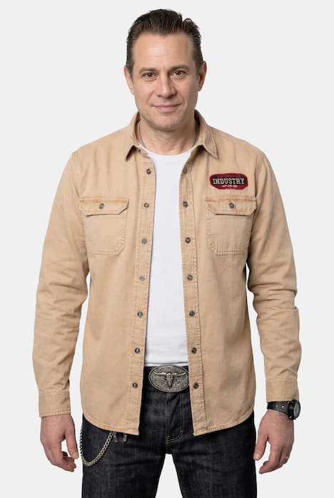 JP1880 Overshirt, Hemd, Kentkragen, Vintage Look, Badges, bis 7 XL