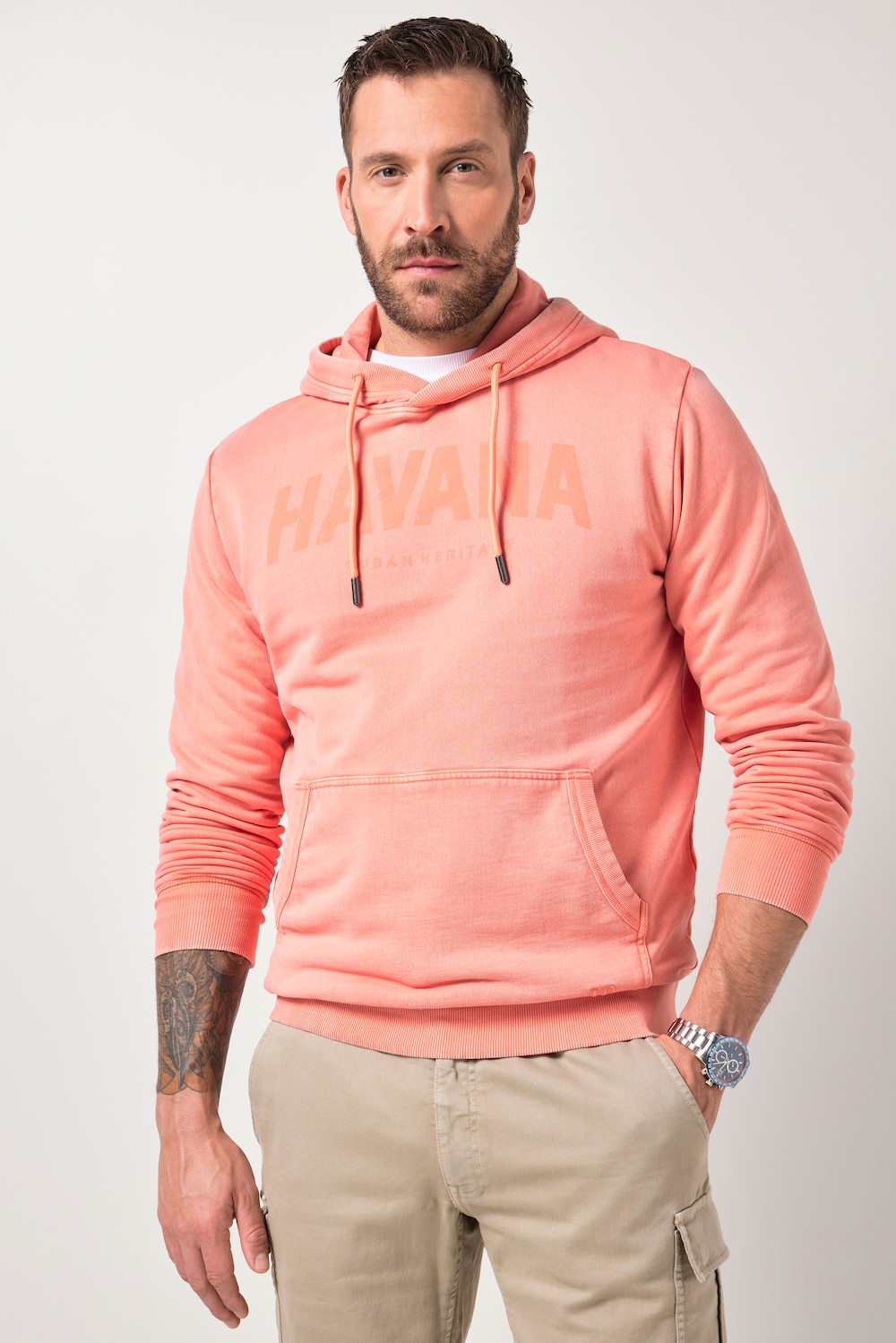 Stora storlekar Hoodie, Her, orange, storlek: 8XL, Bomull, JP1880