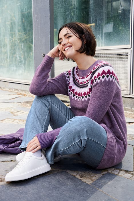 Norweger-Pullover, Rundhals, Raglan-Langarm