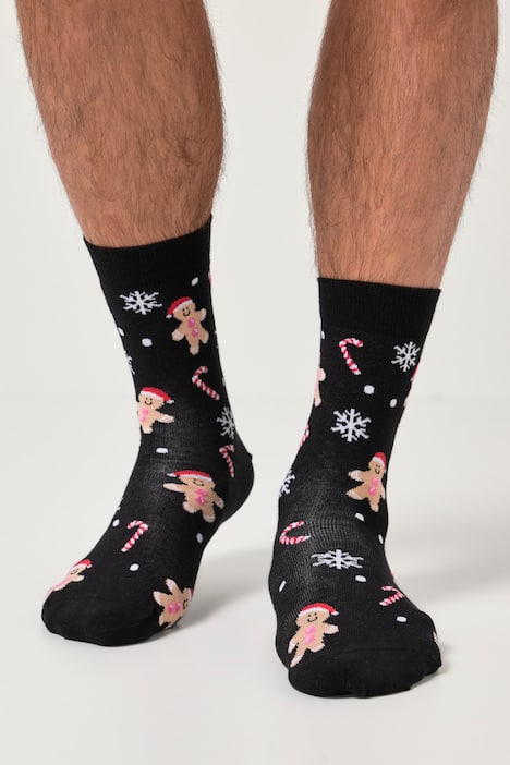 Chaussettes de Noël JP1880, motif bonhomme en pain d'épices, une paire