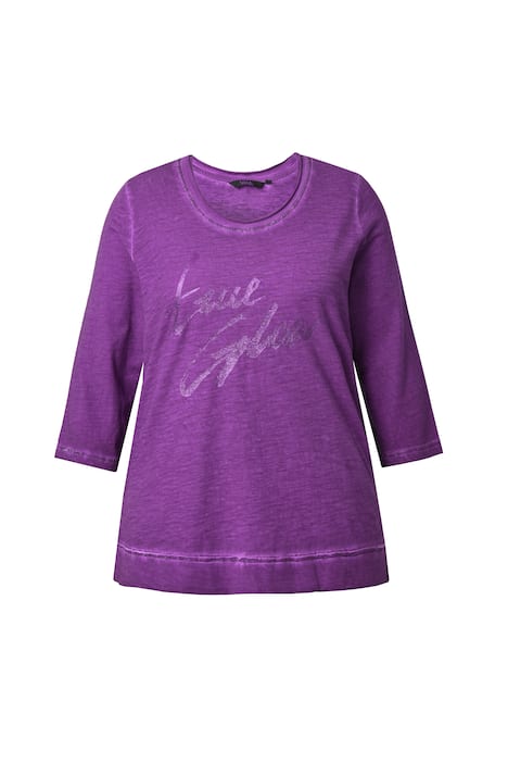 Tričko, lesklý potisk, klasický střih, kulatý výstřih, 3/4 rukávy