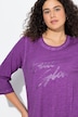 T-shirt avec message en lettres brillantes, décolleté rond et manches 3/4, coupe Classic Fit