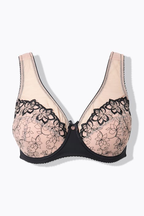 Bügel-BH, Mesh, Stickerei, Softcups, Cup B - F