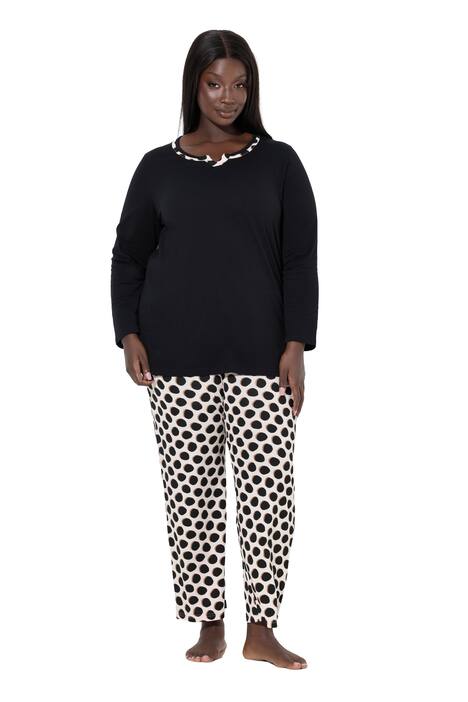 Pyžamo, s puntíky, kulatý výstřih, dlouhé rukávy, kapsy