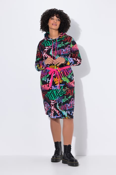 Sweatkleid, Komfort Fit, farbiges Muster, Taillengürtel