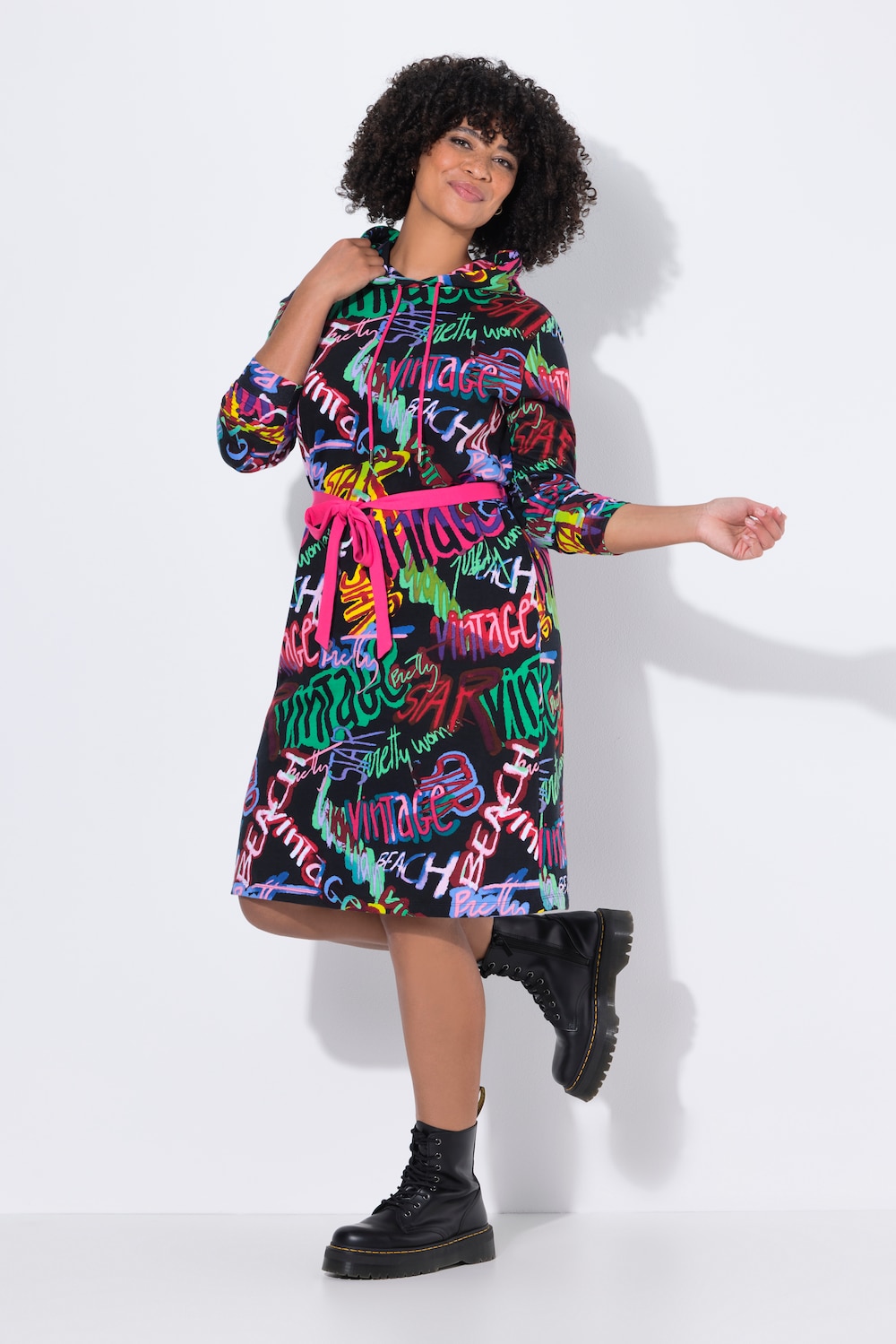 Sweatkleid, Komfort Fit, farbiges Muster, Taillengürtel