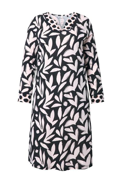 Noční košile, květinový potisk, tunikový výstřih, dlouhý rukáv