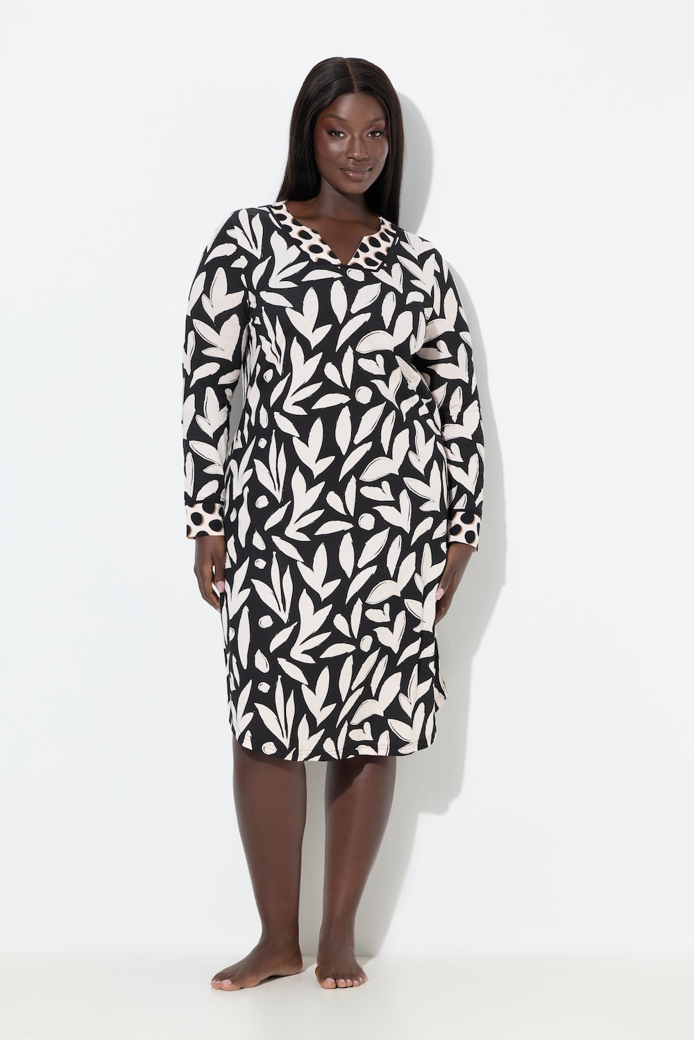 Große Größen Nachthemd, Damen, schwarz, Größe: 66/68, Baumwolle/Synthetische Fasern, Ulla Popken