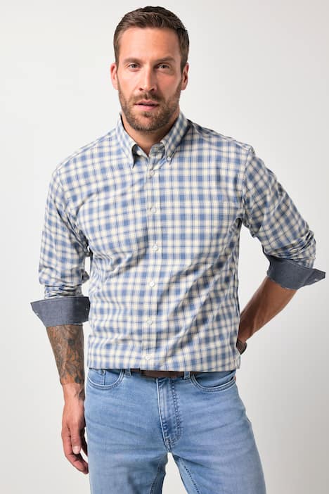 JP1880 Karohemd, Langarm, Buttondown-Kragen, Modern Fit, bis 8 XL