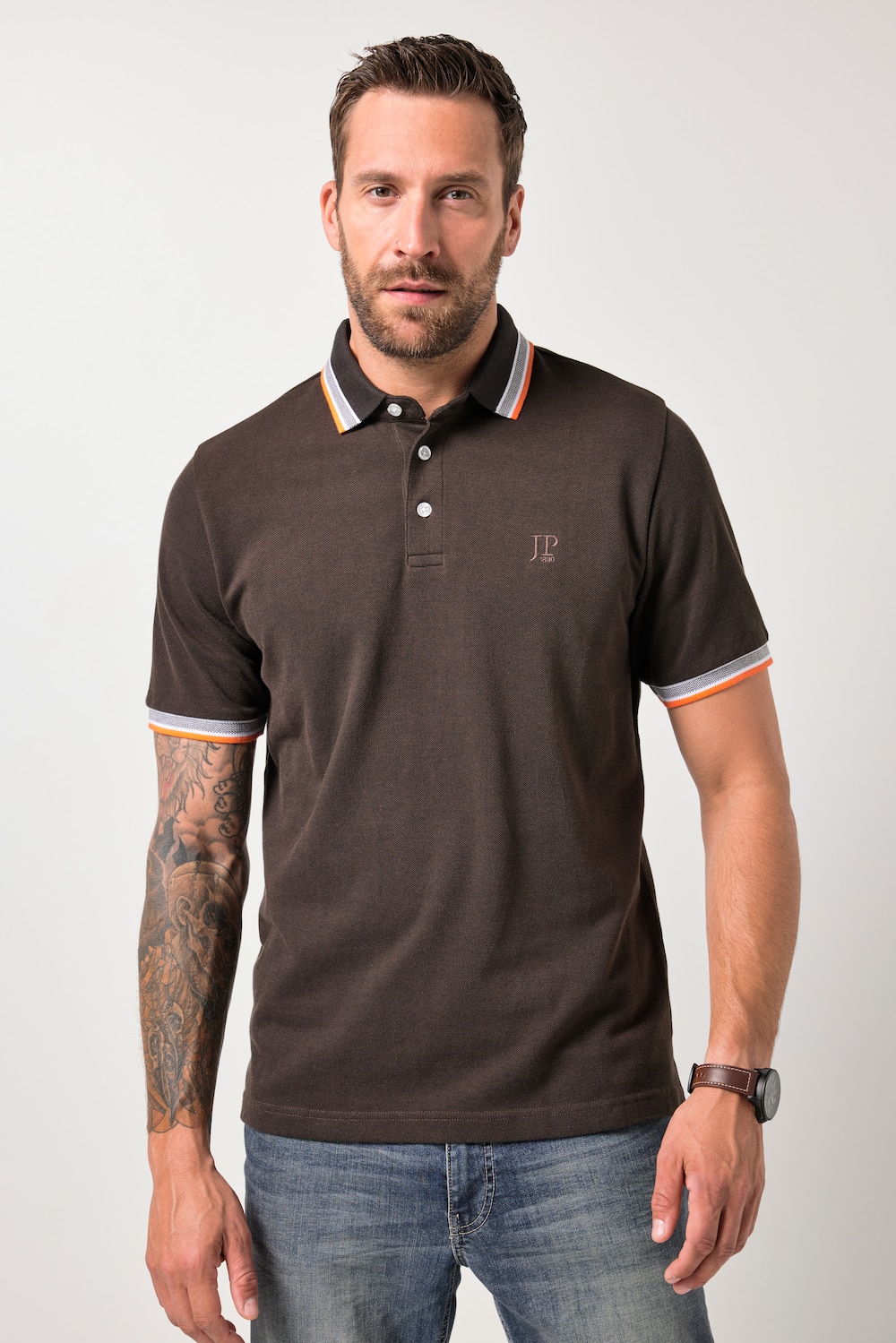 JP1880 Poloshirt, Halbarm, TwoTone-Piqué, bis 8 XL