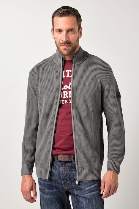 JP1880 Strickjacke, Stehkragen, Zipper, Vintage Look, bis 7 XL