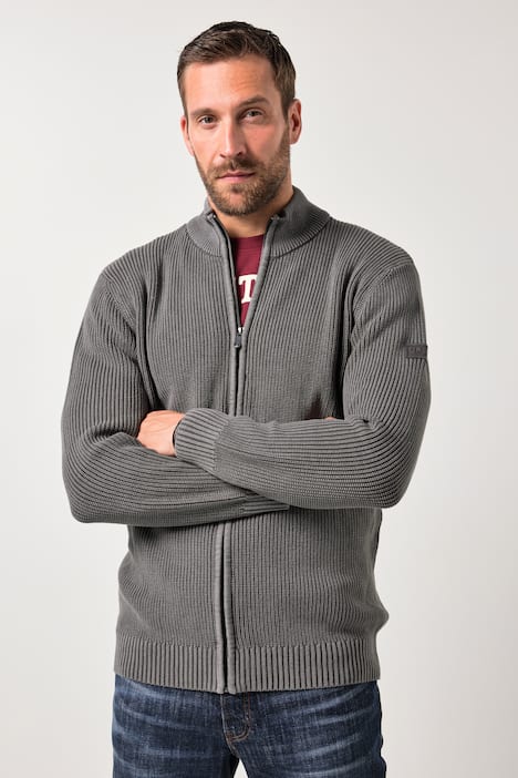 JP1880 Strickjacke, Stehkragen, Zipper, Vintage Look, bis 7 XL