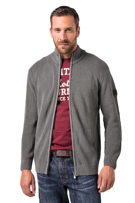 Rozepínací svetr JP1880, stojáček, zip, vintage vzhled, do 7XL