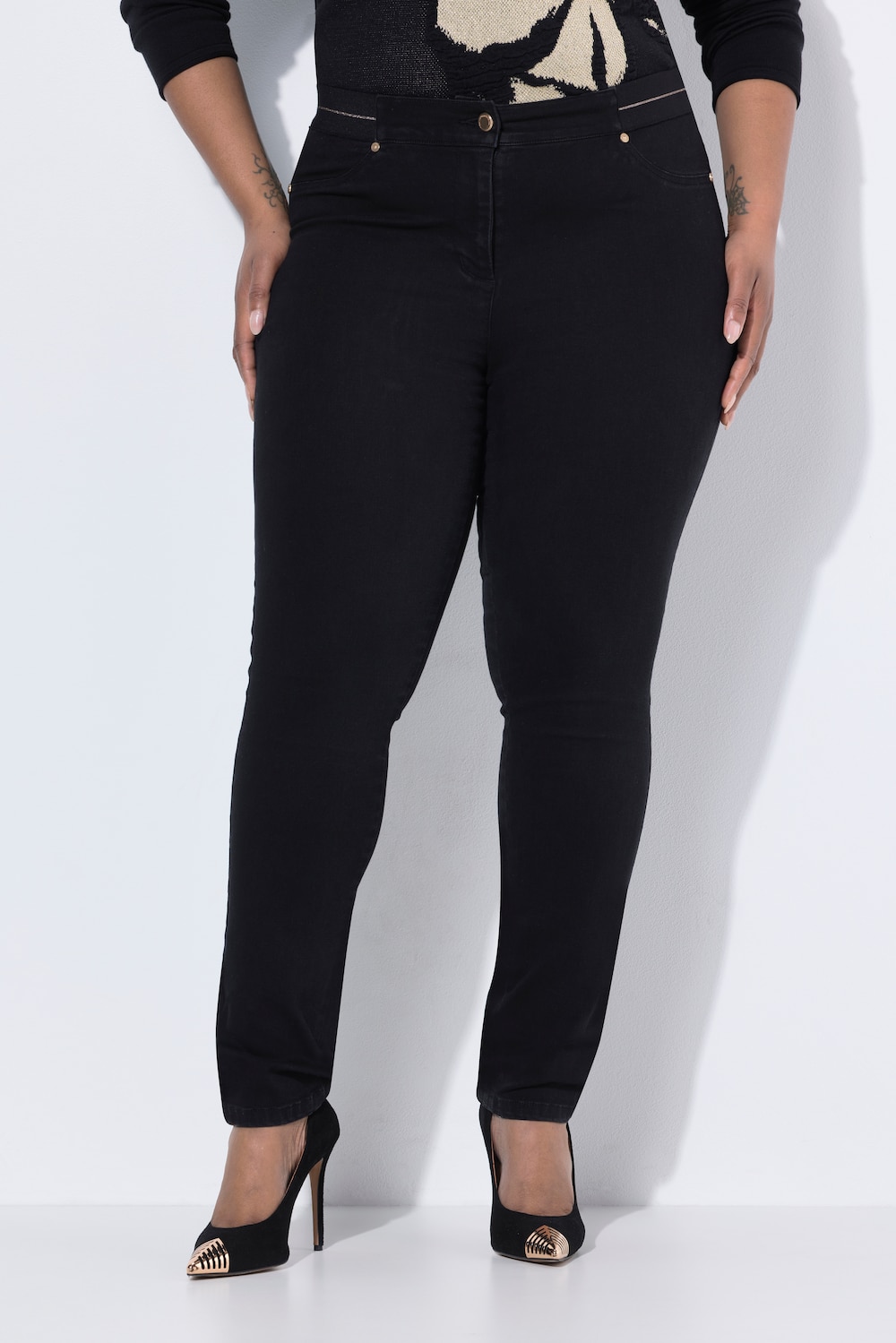 Thumbnail - Große Größen Jeggings Sarah, Damen, schwarz, Größe: 48, Baumwolle/Polyester/Viskose, Ulla Popken