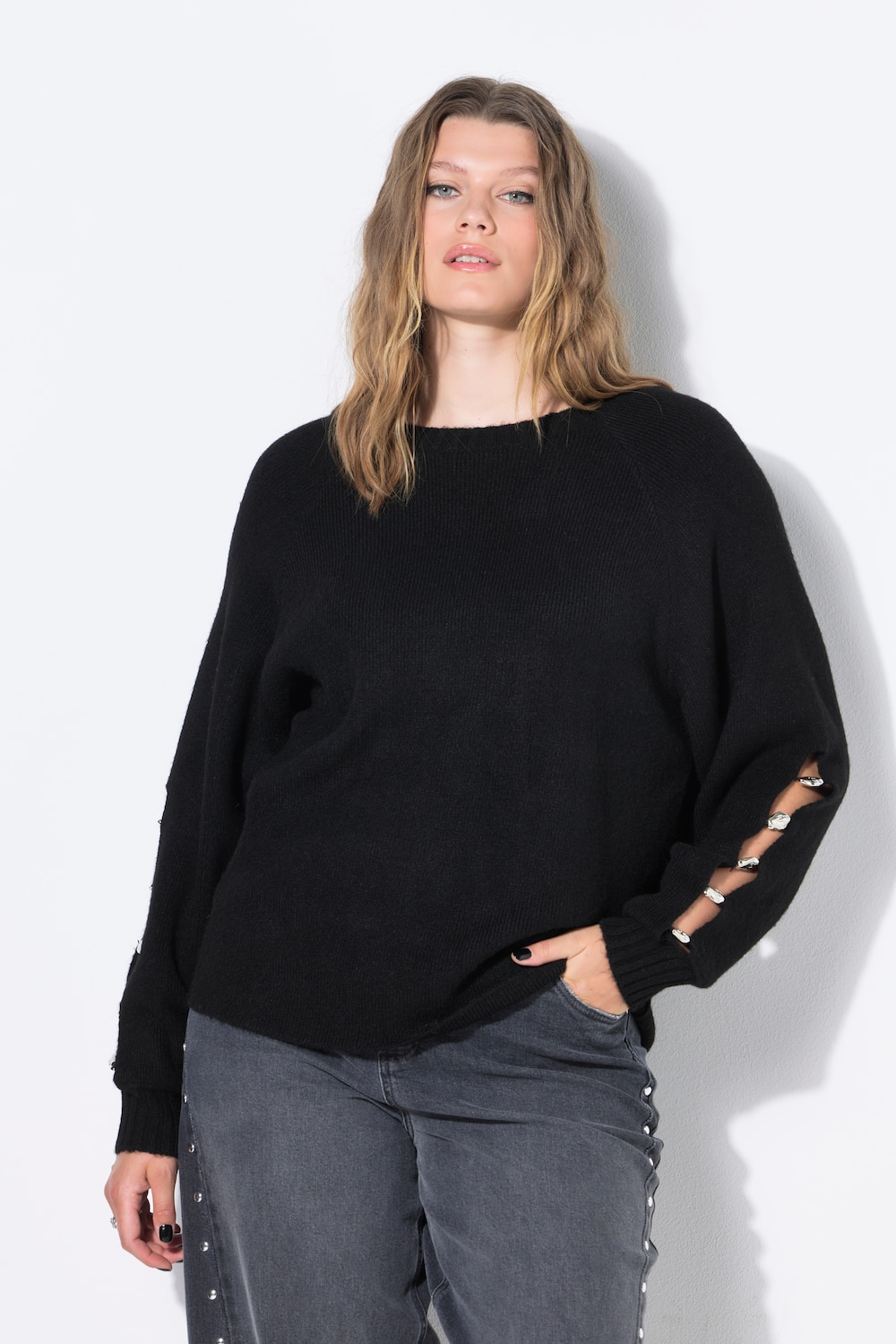 Thumbnail - Große Größen Pullover, Damen, schwarz, Größe: 54/56, Synthetische Fasern/Polyester, Studio Untold