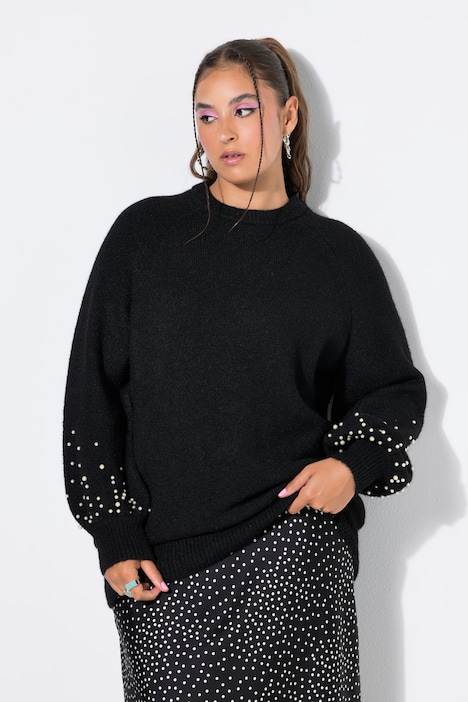 Pullover, Classic Shape, Zierperlen, Ballonärmel