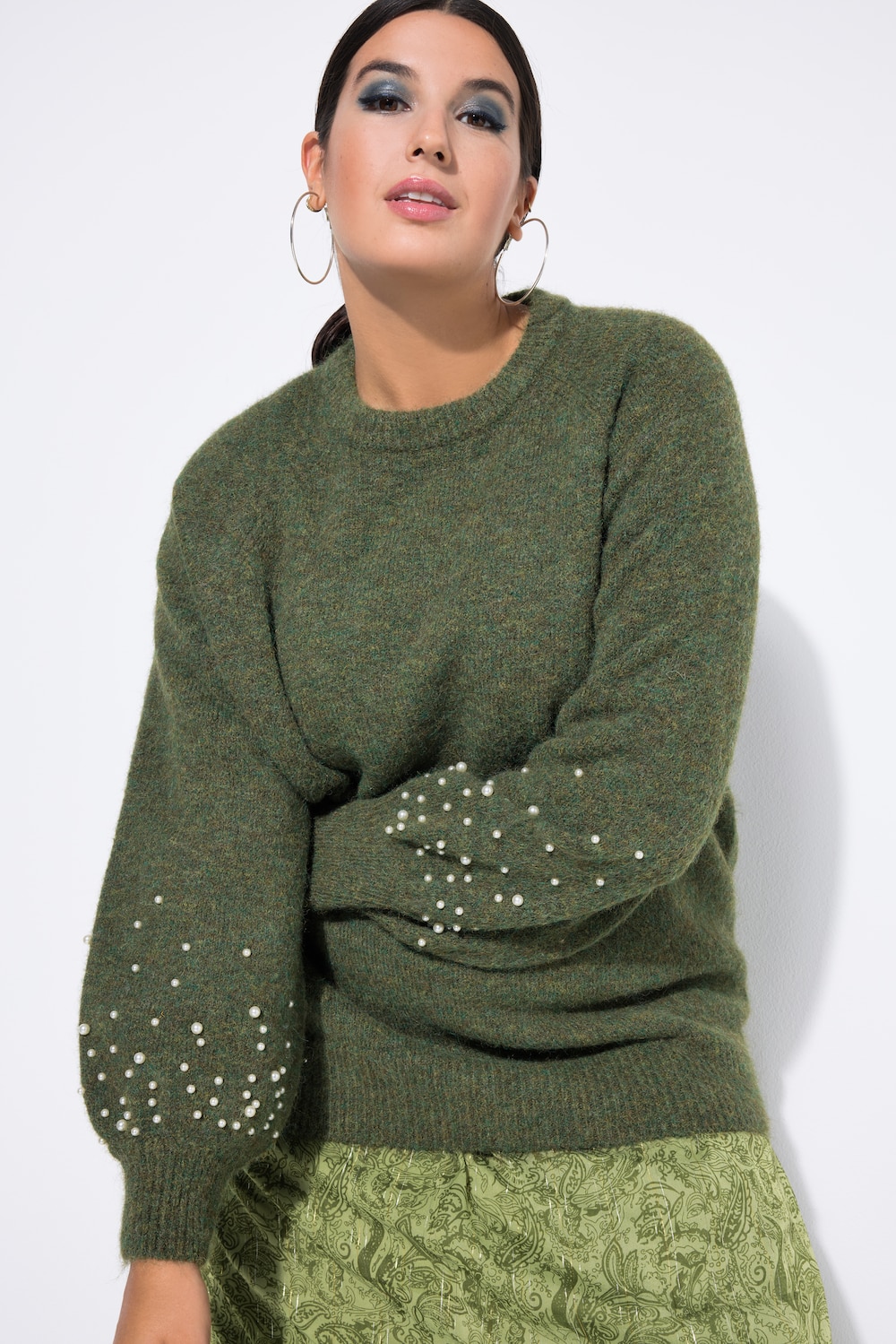 Pullover, Classic Shape, Zierperlen, Ballonärmel