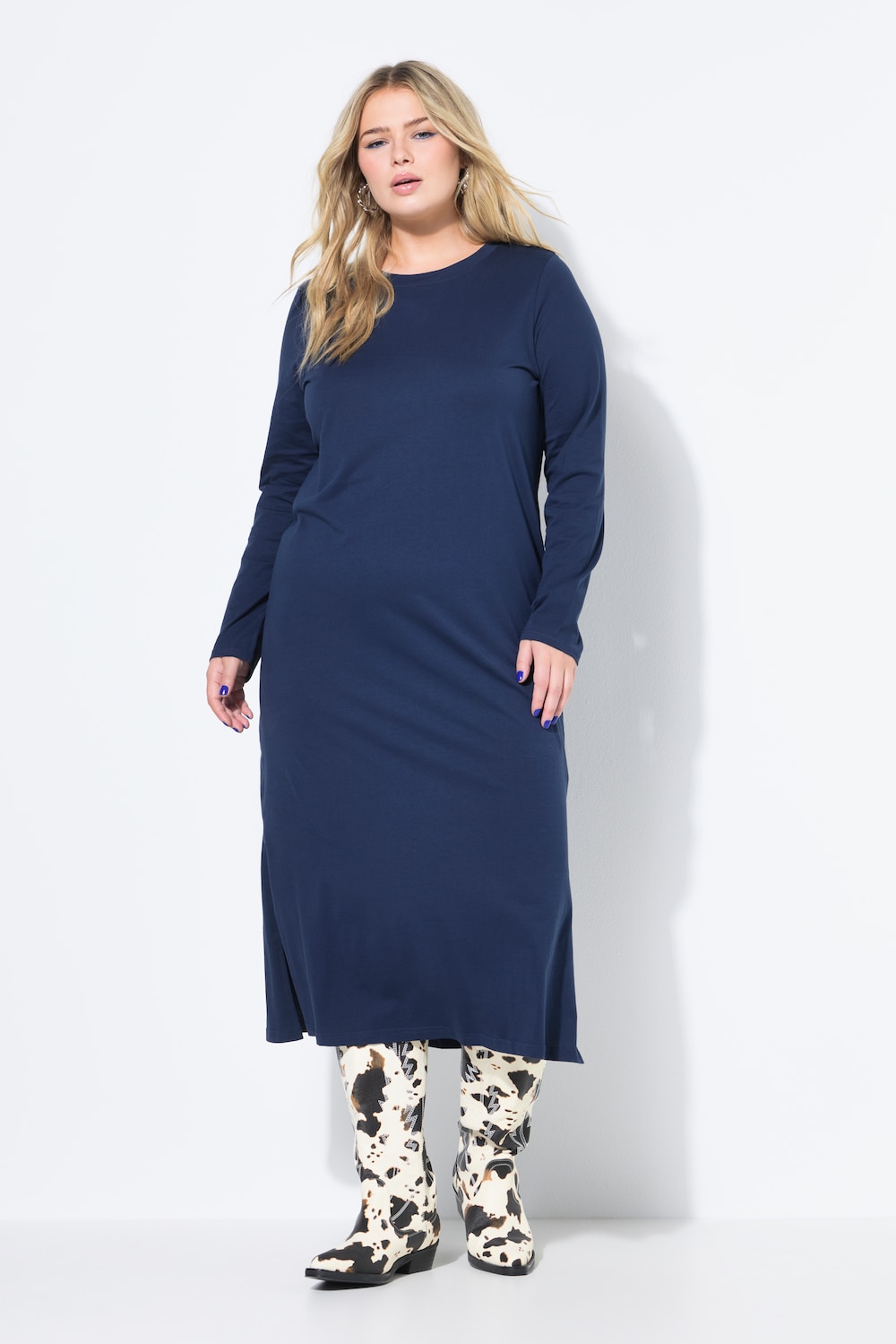 Maxikleid, A-Line, Jersey, Langarm