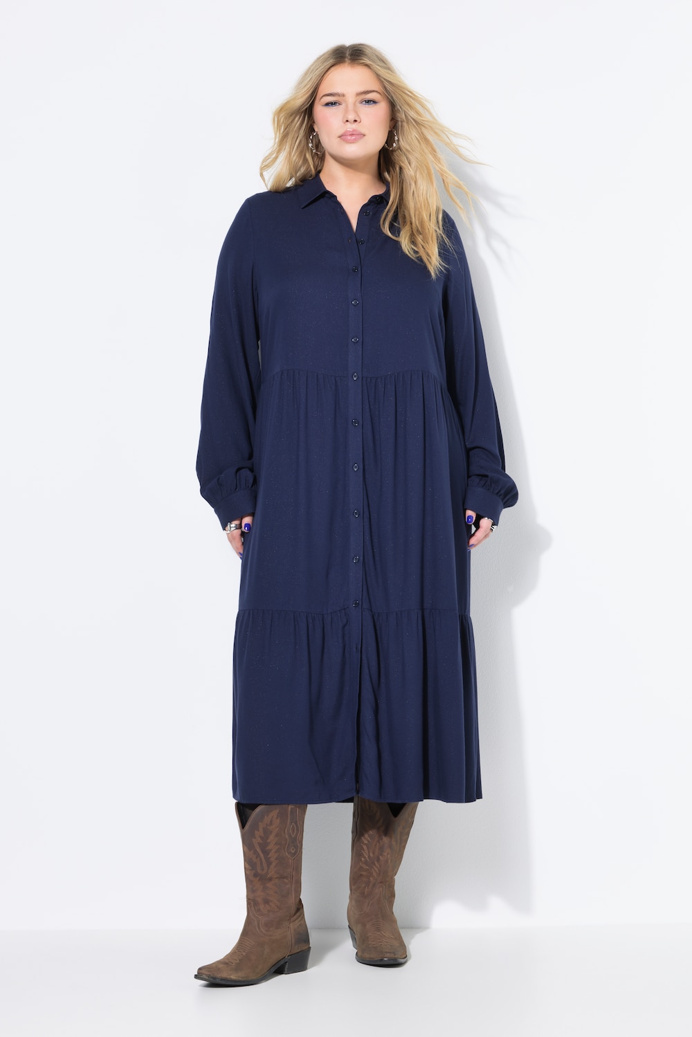 Große Größen Kleid, Damen, blau, Größe: 42/44, Viskose/Polyester, Studio Untold