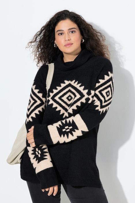 Pullover, Strickmuster, Rollkragen, Raglan-Langarm