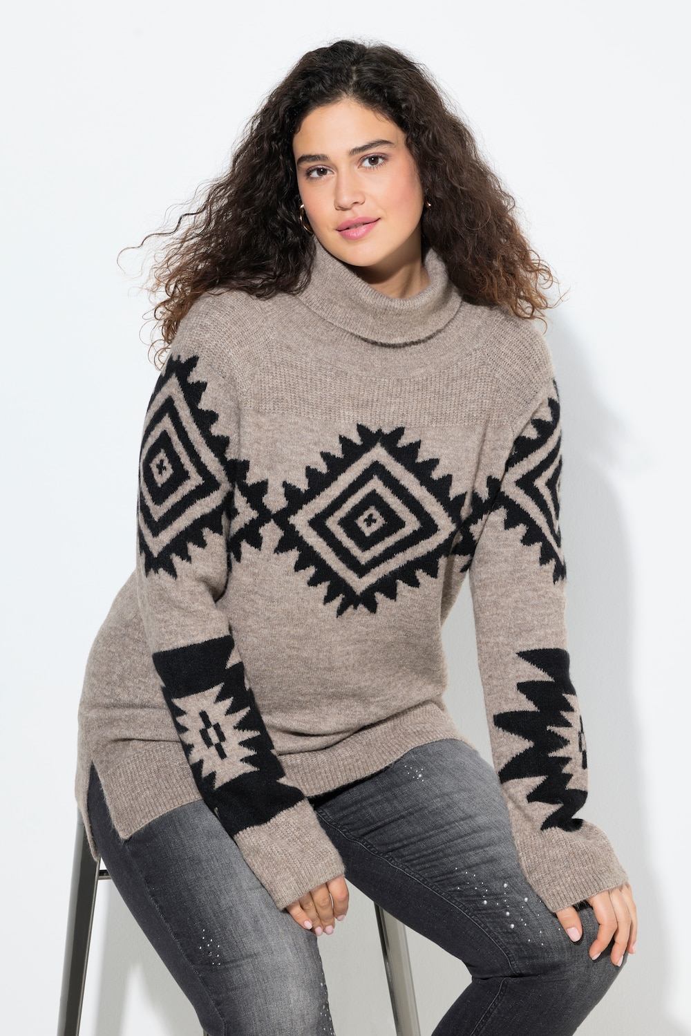 Pullover, Strickmuster, Rollkragen, Raglan-Langarm