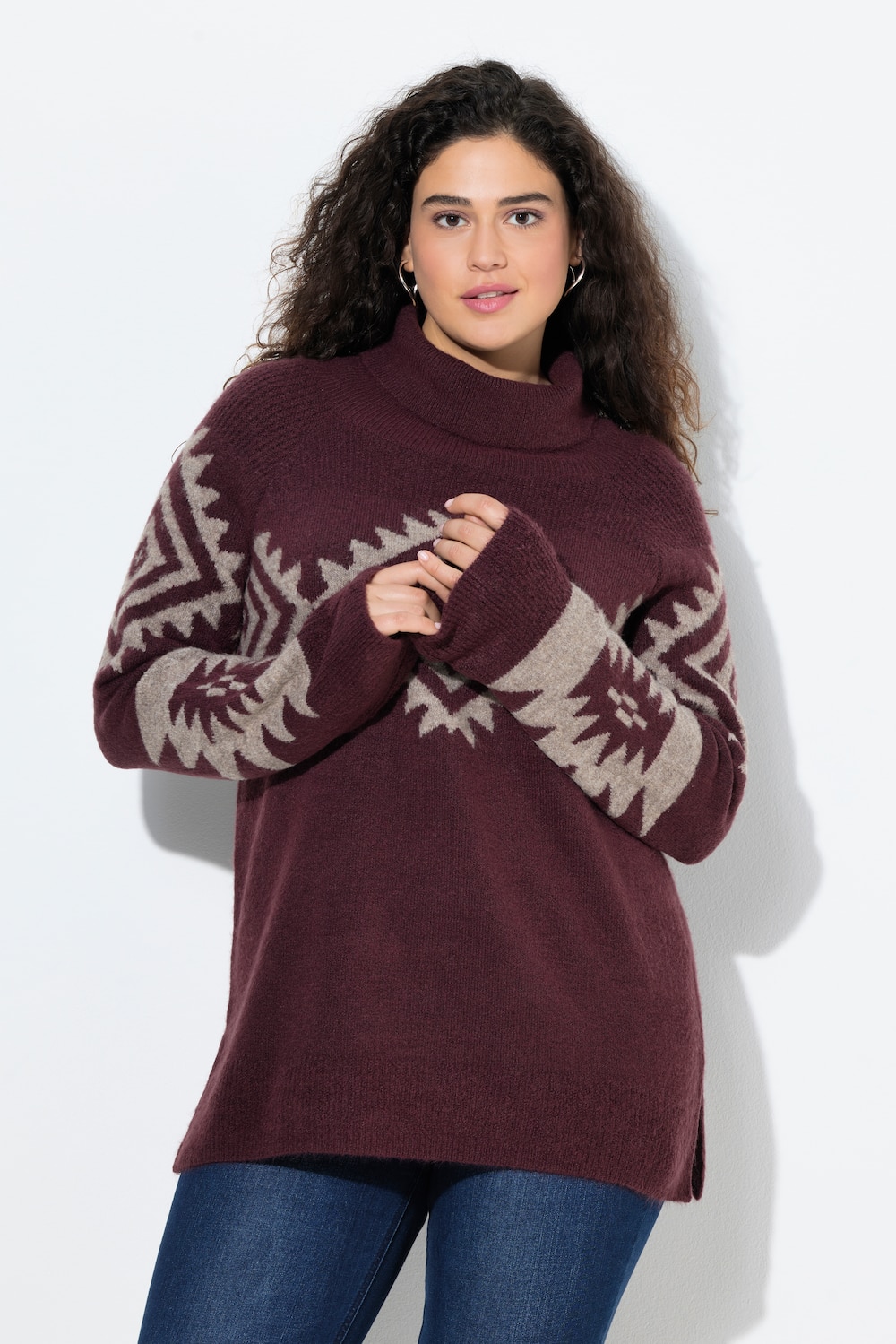 Große Größen Pullover, Damen, lila, Größe: 50/52, Synthetische Fasern/Polyester, Ulla Popken