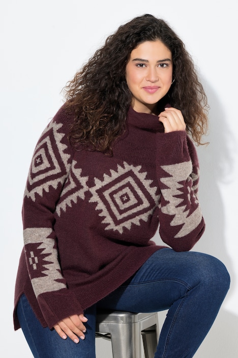 Pullover, Strickmuster, Rollkragen, Raglan-Langarm