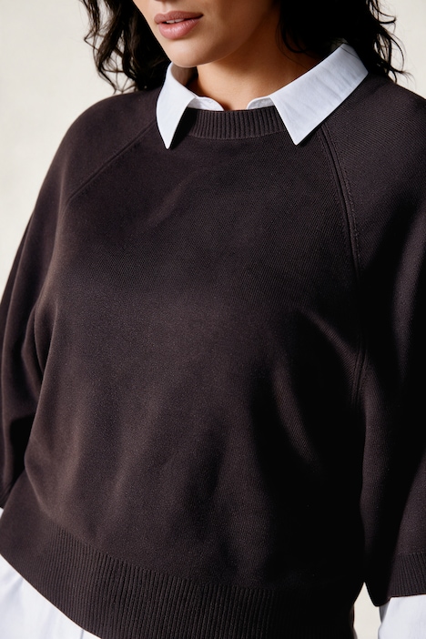 Pullover, kurz, Rundhalsausschnitt, 3/4-Arm