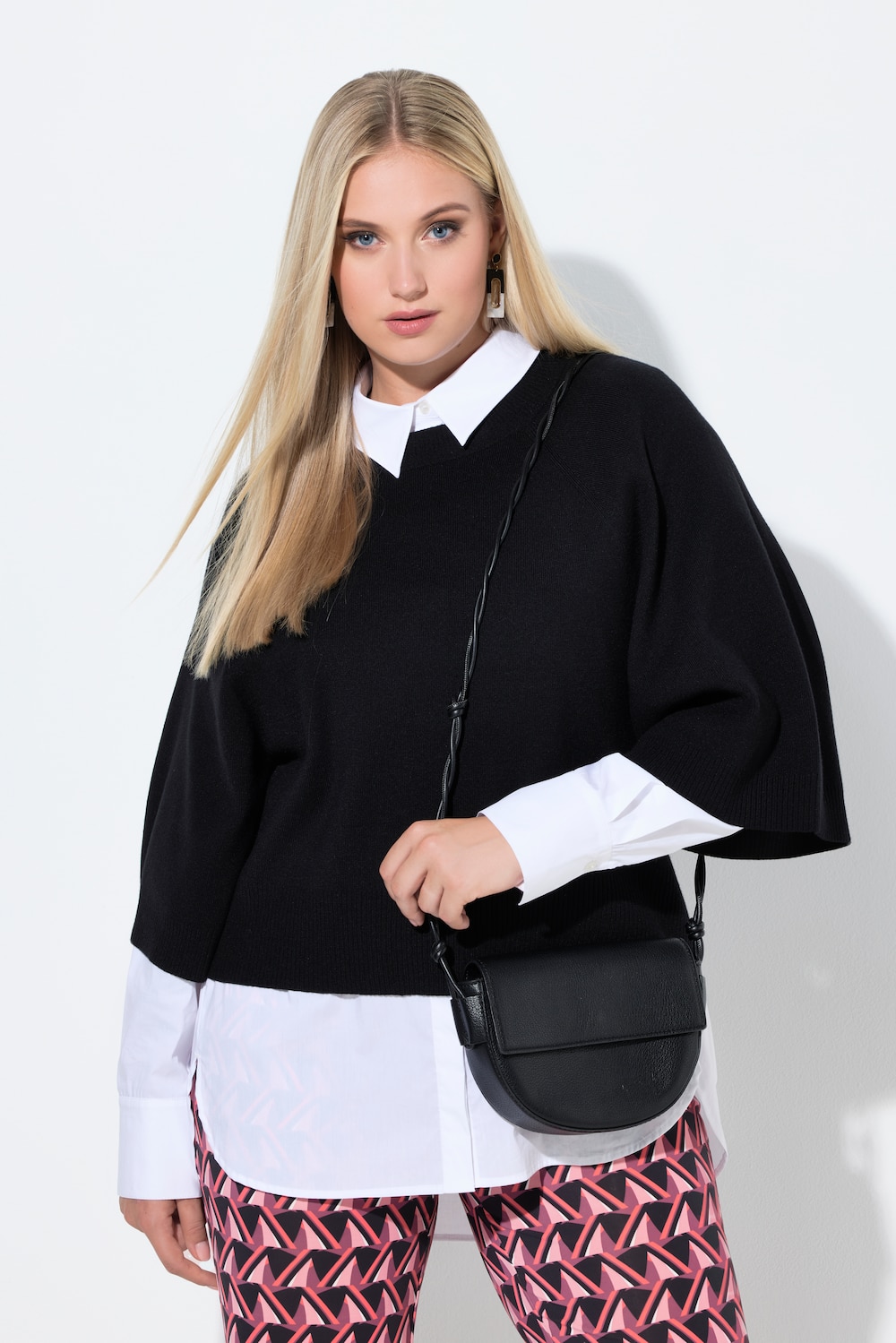 Pullover, kurz, Rundhalsausschnitt, 3/4-Arm