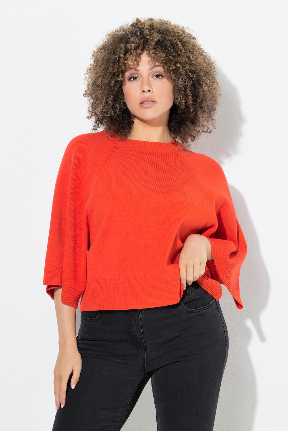 Große Größen Pullover, Damen, rot, Größe: 46/48, Viskose/Polyester/Synthetische Fasern, Ulla Popken