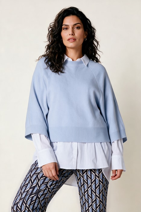 Pullover, kurz, Rundhalsausschnitt, 3/4-Arm