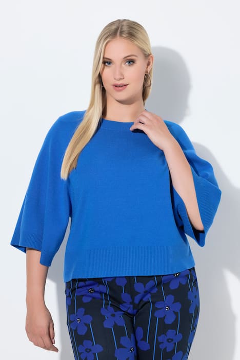 Pullover, kurz, Rundhalsausschnitt, 3/4-Arm