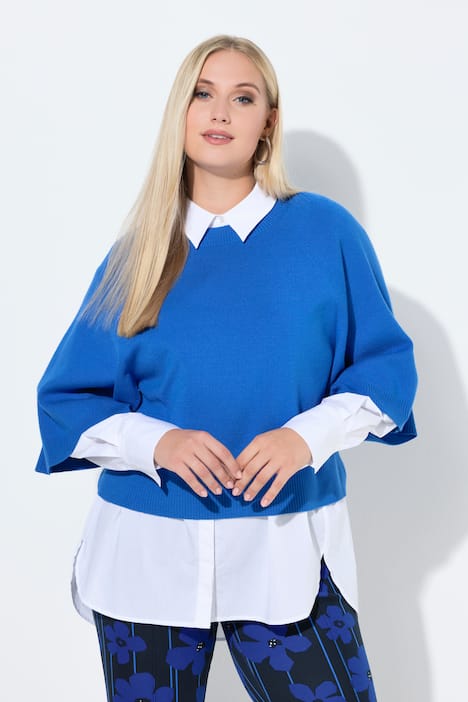 Pullover, kurz, Rundhalsausschnitt, 3/4-Arm
