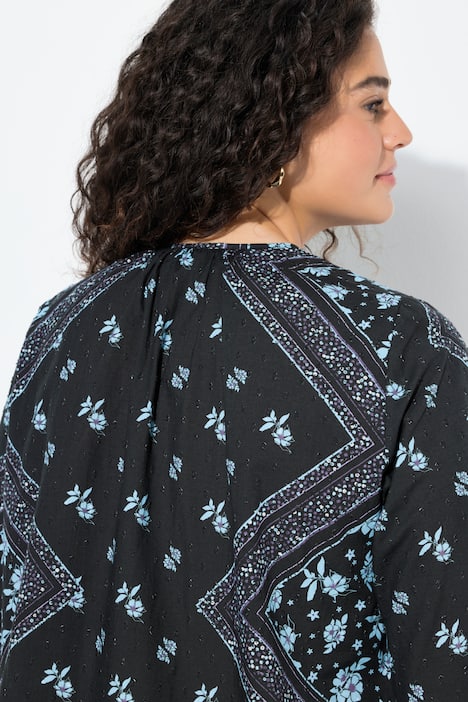 Bluse, A-Linie, Tunika-Ausschnitt, Langarm