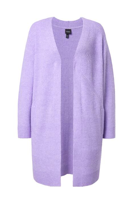 dlouhý pletený kardigan, žebrovaný úplet, bez zipu, dlouhé rukávy