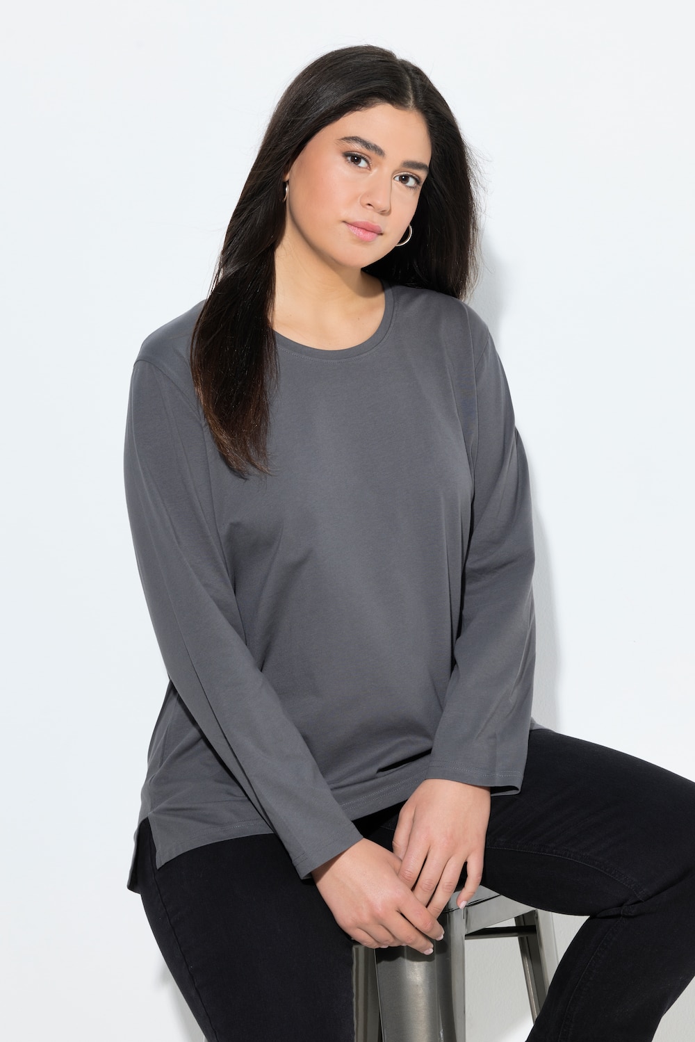 Shirt, relaxed, ronde hals, lange mouwen