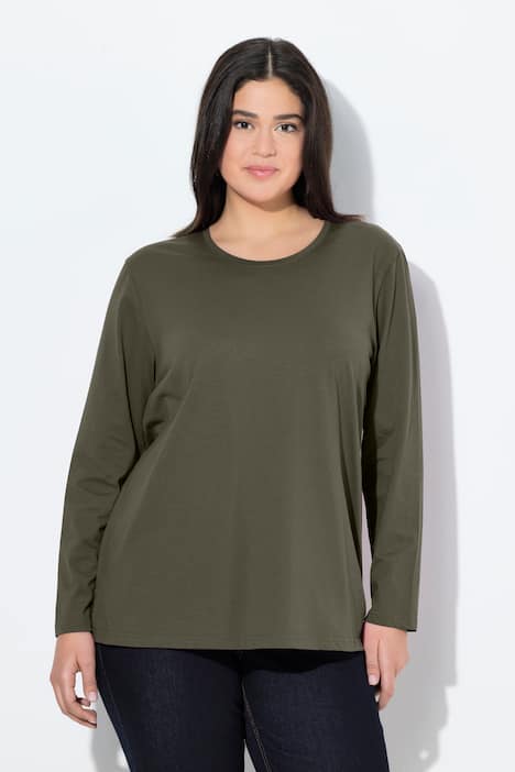 T-shirt décontracté à col rond et manches longues
