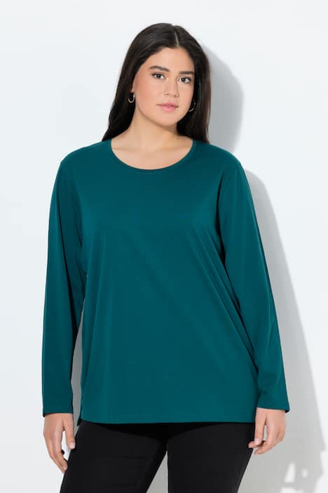 T-shirt décontracté à col rond et manches longues