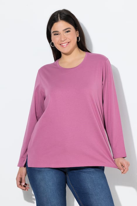 T-shirt décontracté à col rond et manches longues