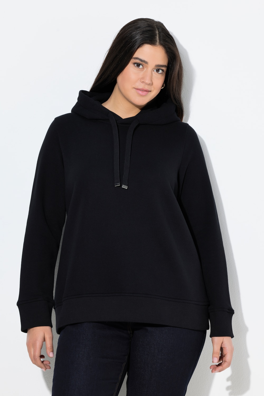 Große Größen Super softer Hoodie, Damen, schwarz, Größe: 50/52, Baumwolle/Polyester, Ulla Popken