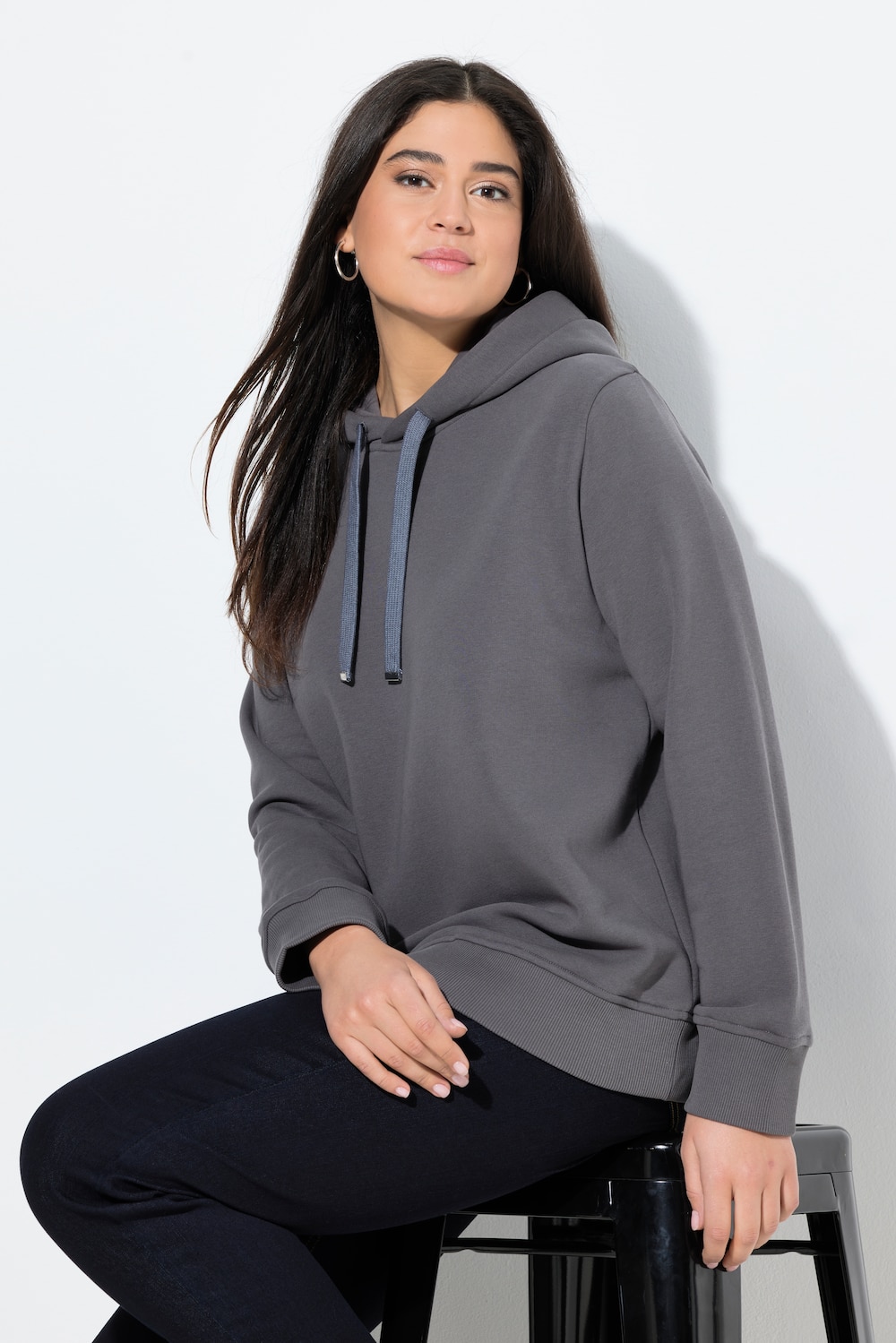 Hoodie, geribbelde boorden, capuchon, lange mouwen