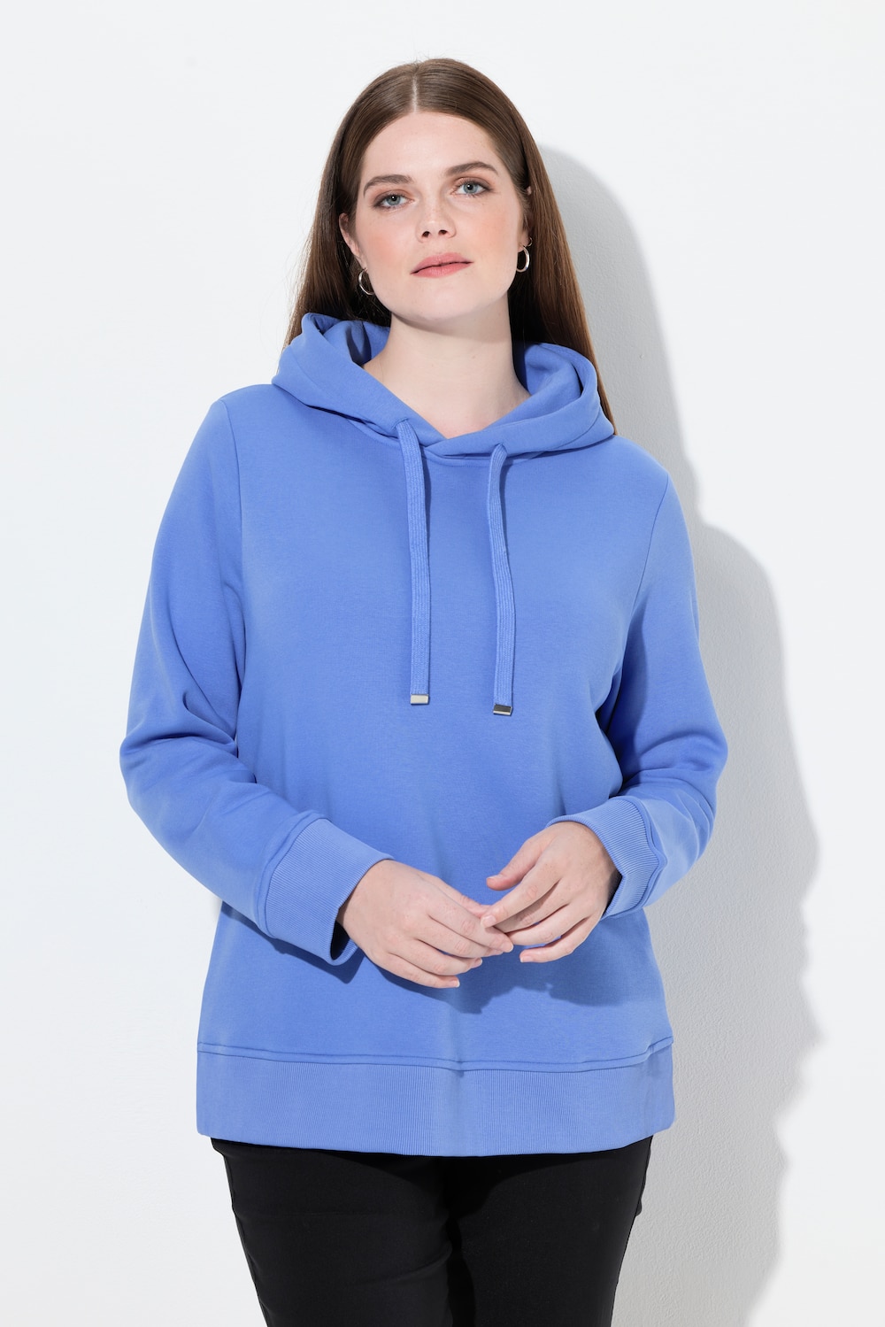 Thumbnail - Große Größen Super softer Hoodie, Damen, blau, Größe: 62/64, Baumwolle/Polyester, Ulla Popken